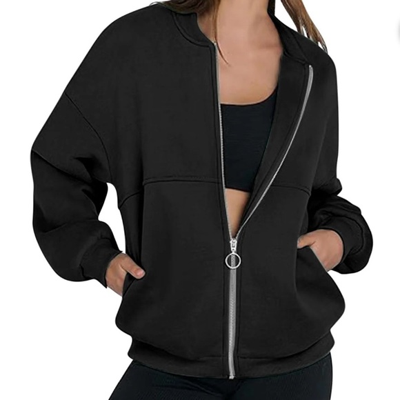 superPrity Jackets & Blazers - SuperPrity Black Zip-Front Jacket - Women new with tags size large